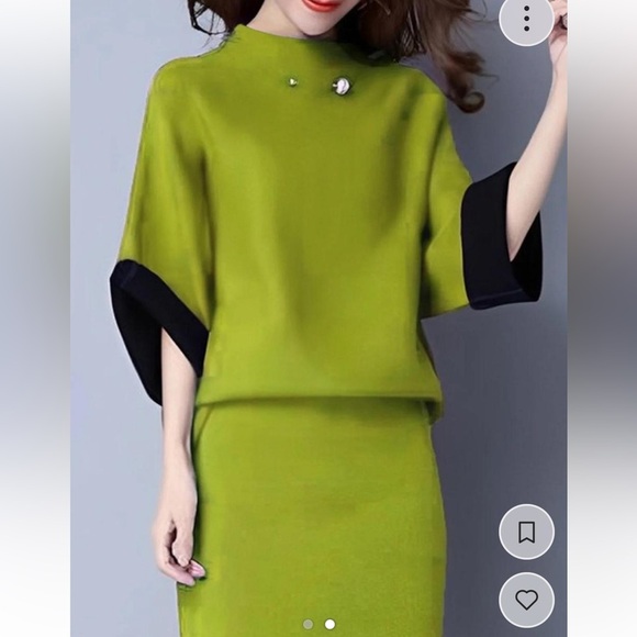 COPY - STYLEWE  bundle set blouse Green Midi Pencil Skirt for Work - Picture 1 of 1
